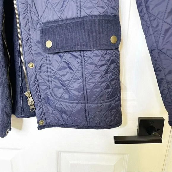 TALBOTS Navy Quilted Mid Length Barn Jacket Size XS‎ Equestrian Preppy - Picture 4 of 9